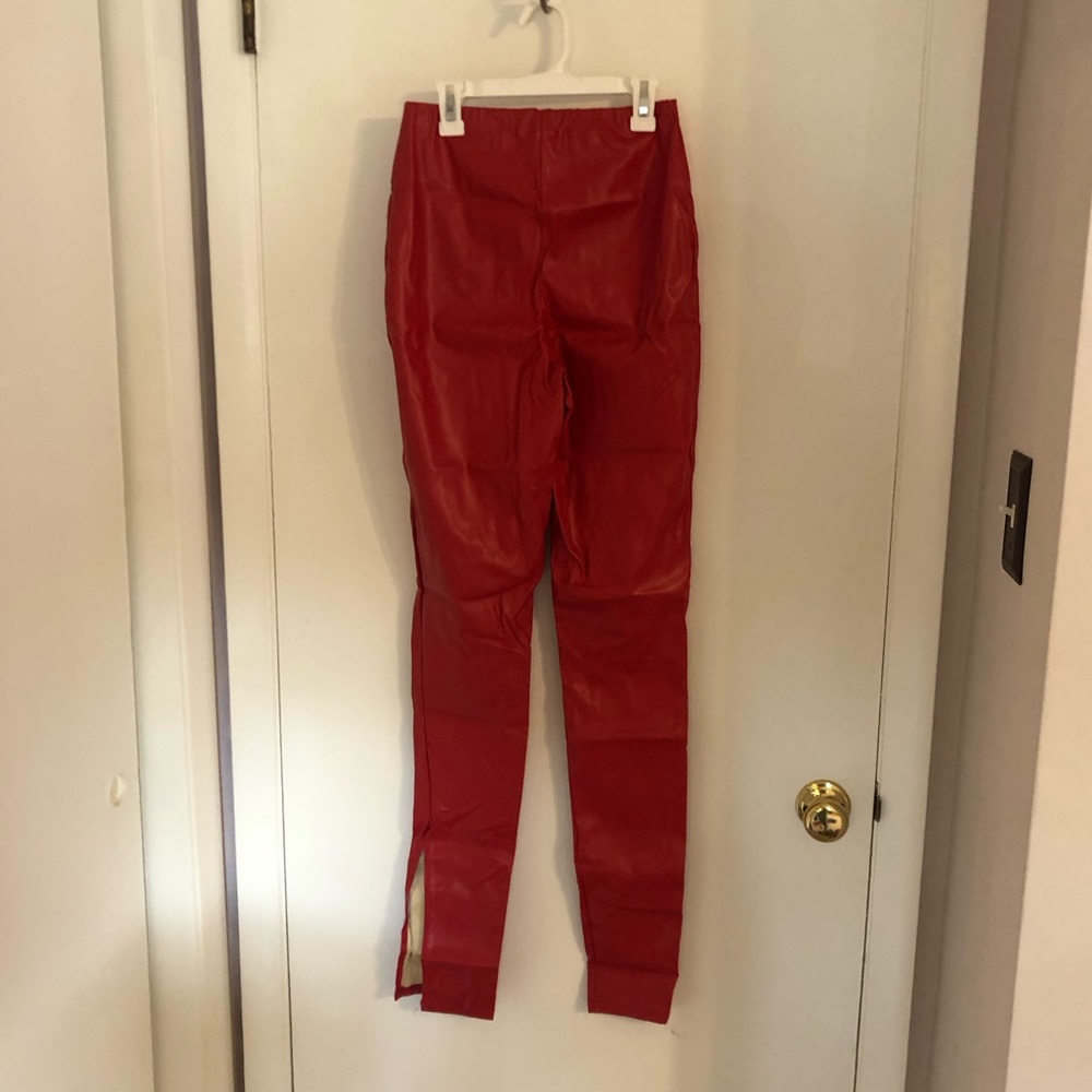 PrettyLittleThing: Red Faux Leather Pants